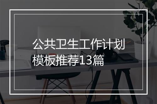 公共卫生工作计划模板推荐13篇