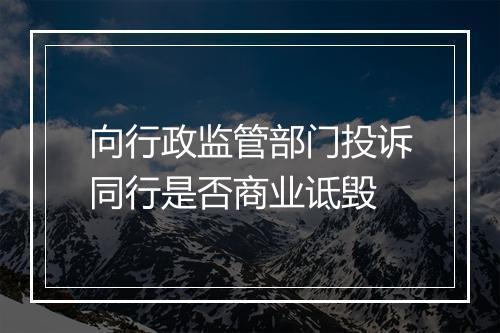向行政监管部门投诉同行是否商业诋毁