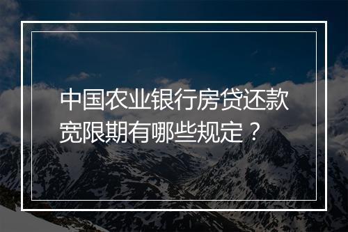 中国农业银行房贷还款宽限期有哪些规定？