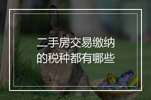 二手房交易缴纳的税种都有哪些