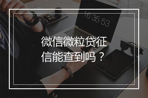 微信微粒贷征信能查到吗？