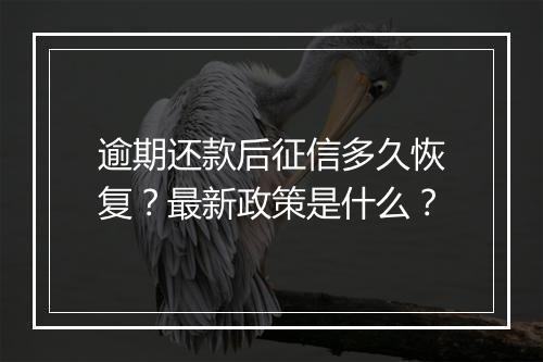 逾期还款后征信多久恢复？最新政策是什么？