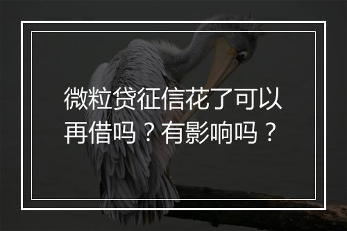 微粒贷征信花了可以再借吗？有影响吗？