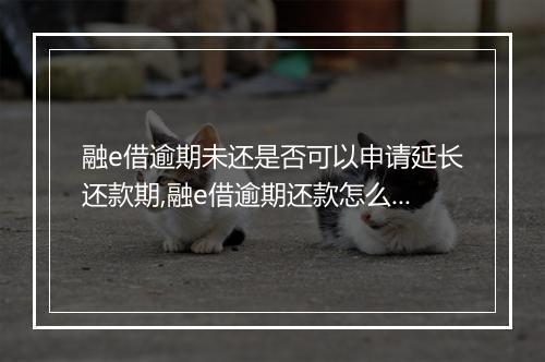 融e借逾期未还是否可以申请延长还款期,融e借逾期还款怎么办