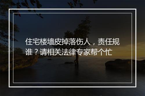 住宅楼墙皮掉落伤人，责任规谁？请相关法律专家帮个忙