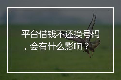 平台借钱不还换号码，会有什么影响？