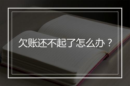 欠账还不起了怎么办？