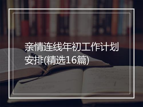 亲情连线年初工作计划安排(精选16篇)