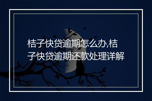 桔子快贷逾期怎么办,桔子快贷逾期还款处理详解