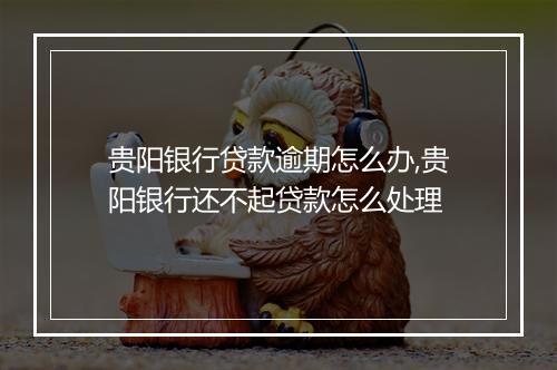 贵阳银行贷款逾期怎么办,贵阳银行还不起贷款怎么处理