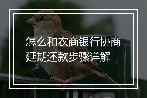 怎么和农商银行协商延期还款步骤详解