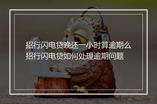 招行闪电贷晚还一小时算逾期么招行闪电贷如何处理逾期问题