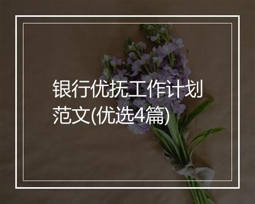 银行优抚工作计划范文(优选4篇)