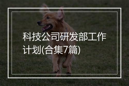 科技公司研发部工作计划(合集7篇)