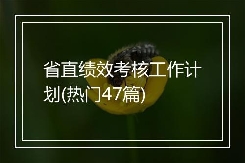 省直绩效考核工作计划(热门47篇)