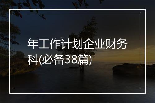 年工作计划企业财务科(必备38篇)