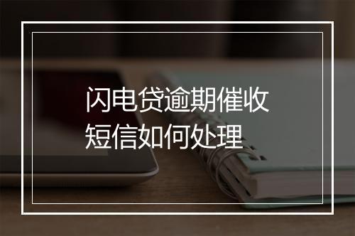 闪电贷逾期催收短信如何处理