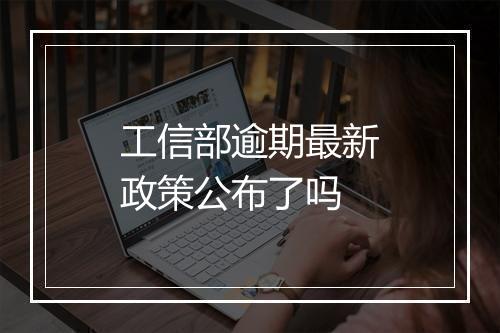 工信部逾期最新政策公布了吗