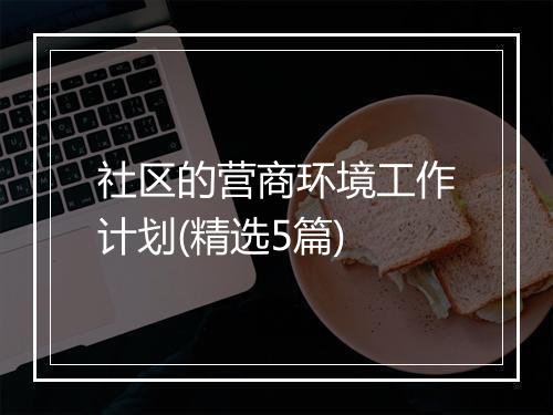 社区的营商环境工作计划(精选5篇)