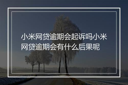 小米网贷逾期会起诉吗小米网贷逾期会有什么后果呢