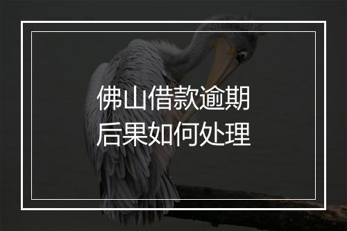 佛山借款逾期后果如何处理