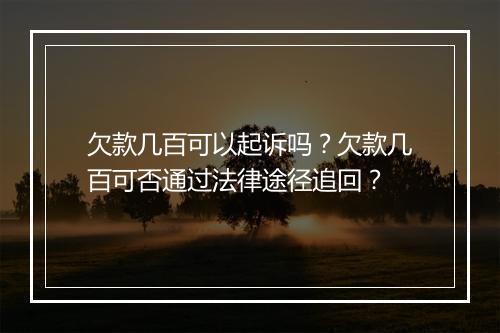 欠款几百可以起诉吗？欠款几百可否通过法律途径追回？