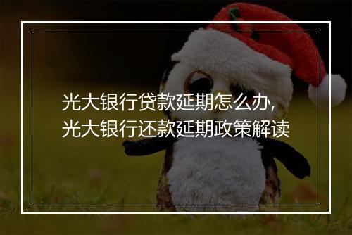 光大银行贷款延期怎么办,光大银行还款延期政策解读