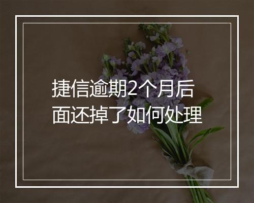 捷信逾期2个月后面还掉了如何处理