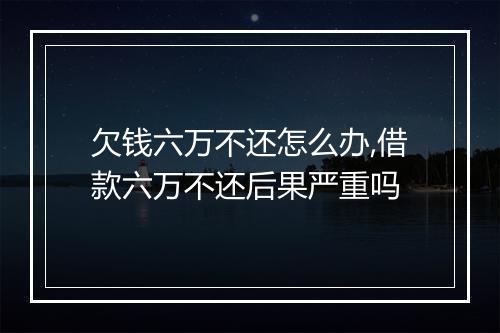 欠钱六万不还怎么办,借款六万不还后果严重吗