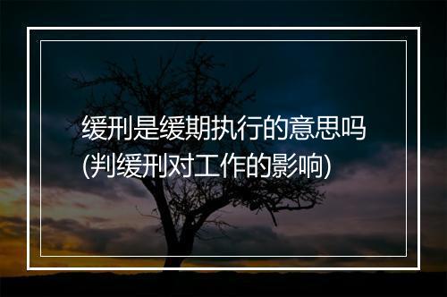 缓刑是缓期执行的意思吗(判缓刑对工作的影响)