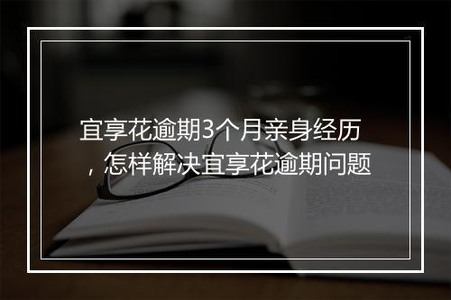 宜享花逾期3个月亲身经历，怎样解决宜享花逾期问题