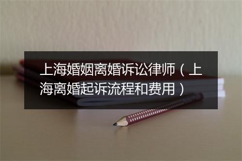 上海婚姻离婚诉讼律师（上海离婚起诉流程和费用）