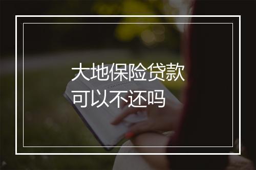 大地保险贷款可以不还吗