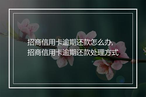 招商信用卡逾期还款怎么办,招商信用卡逾期还款处理方式