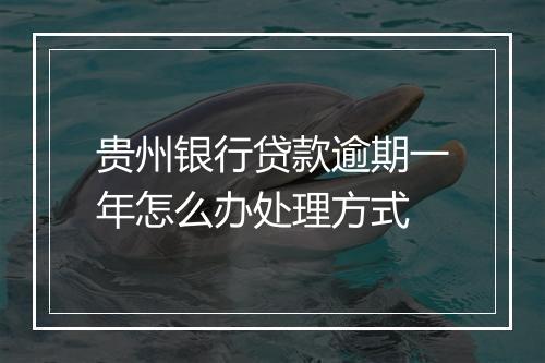 贵州银行贷款逾期一年怎么办处理方式