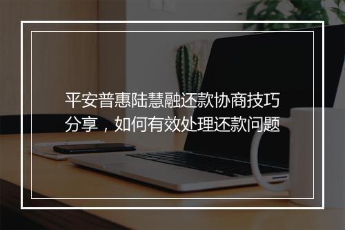 平安普惠陆慧融还款协商技巧分享，如何有效处理还款问题
