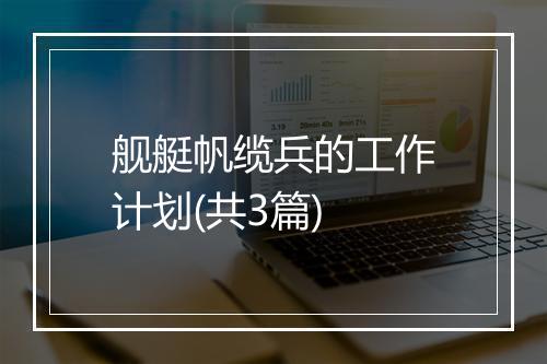 舰艇帆缆兵的工作计划(共3篇)