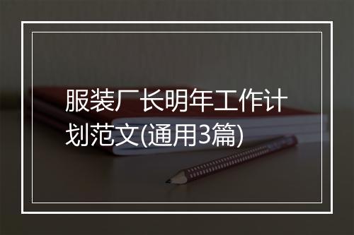 服装厂长明年工作计划范文(通用3篇)