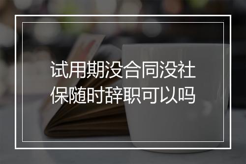 试用期没合同没社保随时辞职可以吗