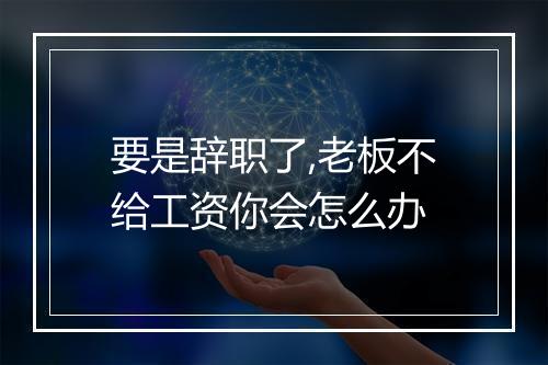 要是辞职了,老板不给工资你会怎么办