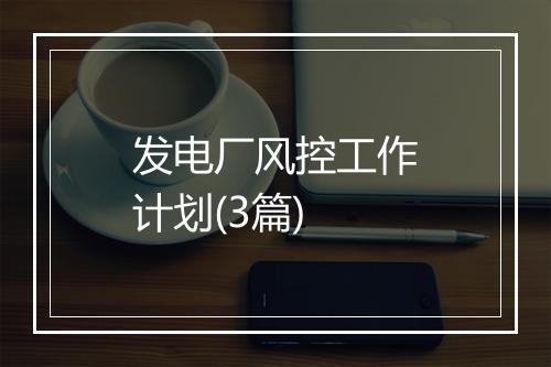 发电厂风控工作计划(3篇)
