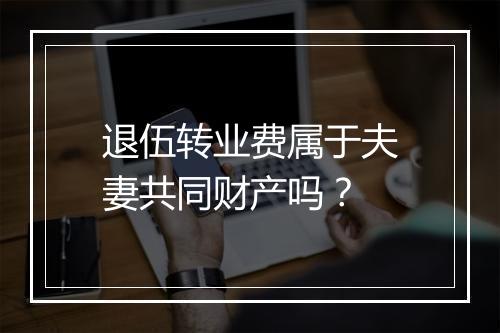退伍转业费属于夫妻共同财产吗？