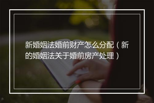 新婚姻法婚前财产怎么分配（新的婚姻法关于婚前房产处理）