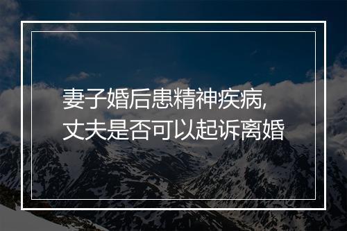 妻子婚后患精神疾病,丈夫是否可以起诉离婚