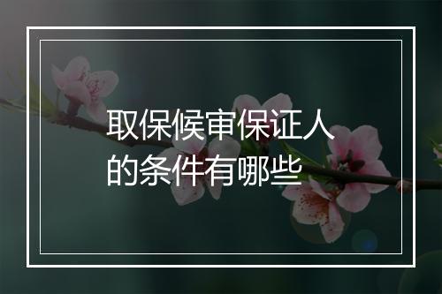 取保候审保证人的条件有哪些