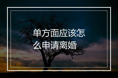 单方面应该怎么申请离婚