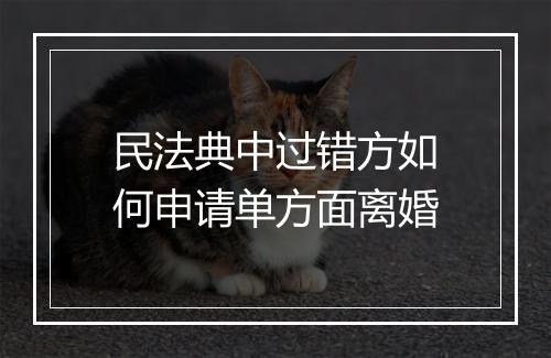 民法典中过错方如何申请单方面离婚