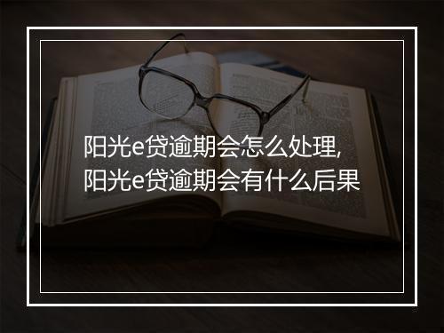 阳光e贷逾期会怎么处理,阳光e贷逾期会有什么后果