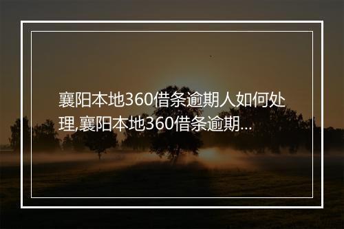 襄阳本地360借条逾期人如何处理,襄阳本地360借条逾期人的法律责任