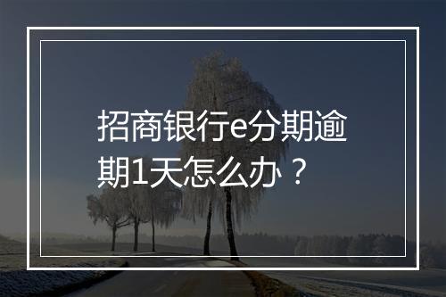 招商银行e分期逾期1天怎么办？